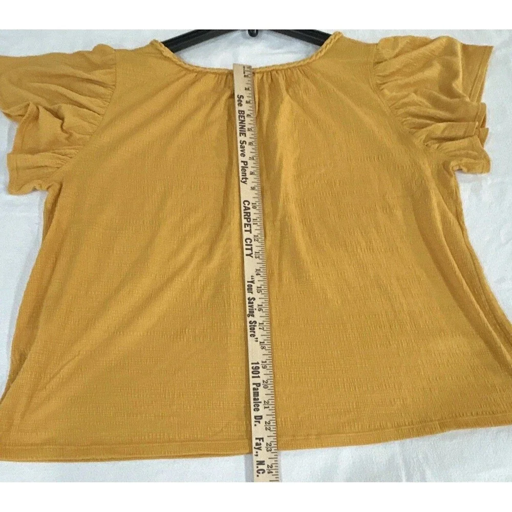 Max Studio London Yellow Knit Round Neck Short Sleeve Pullover Blouse 1X 0084 - Picture 11 of 12